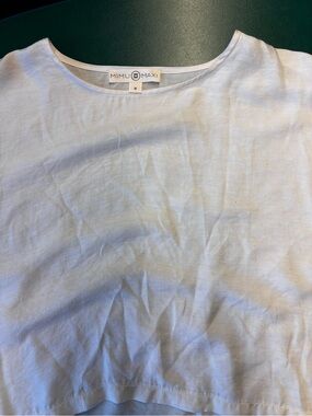 Mimu Maxi Women's White Linen Blend Boatneck Top